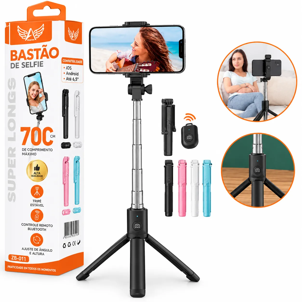 Bastão De Selfie Com Controle Remoto Altomex ZB011