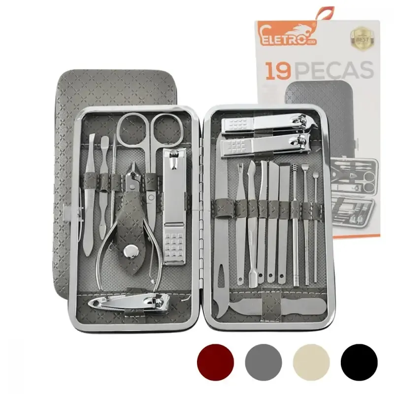 Kit Manicure Cortador De Unha 19 Peças Eletromex EL-1555