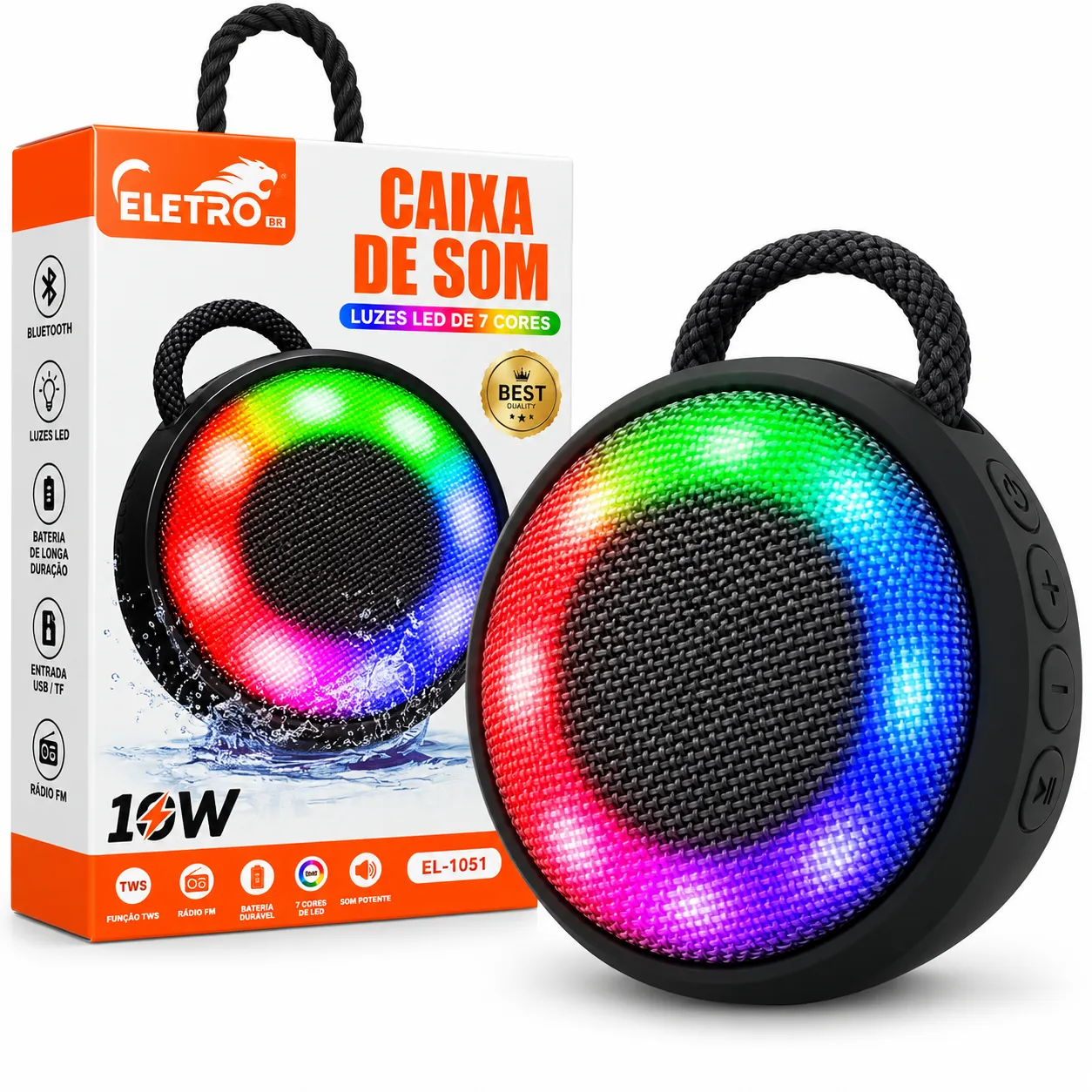 Caixa De Som 10W Com Suporte Para Guidão Eletromex EL-1051