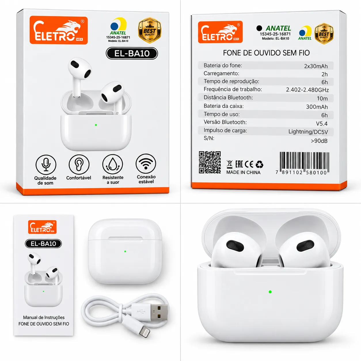 Fone De Ouvido Bluetooth Sem Fio Eletromex EL-BA10 - 2