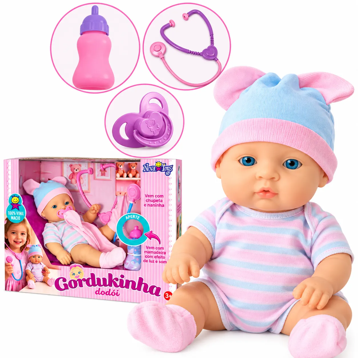 Boneca Gorduka Dodói 100% Vinil Nova Toys 1194