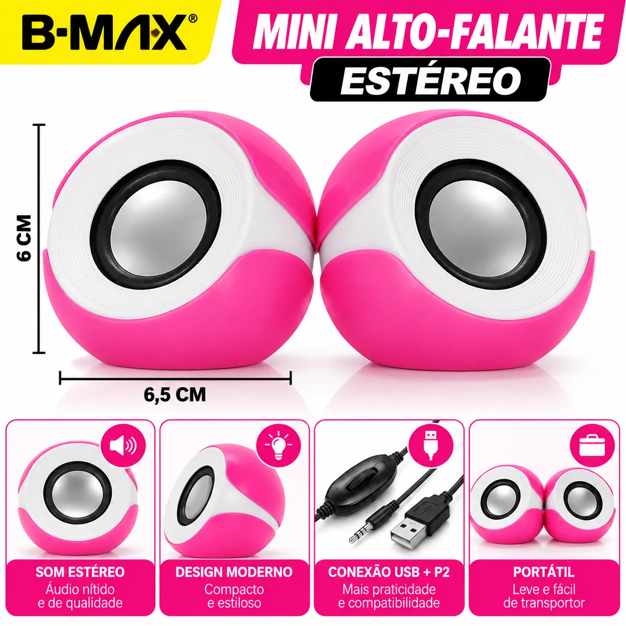 Caixa De Som Multimídia 3W B-Max BM-S218 - 2