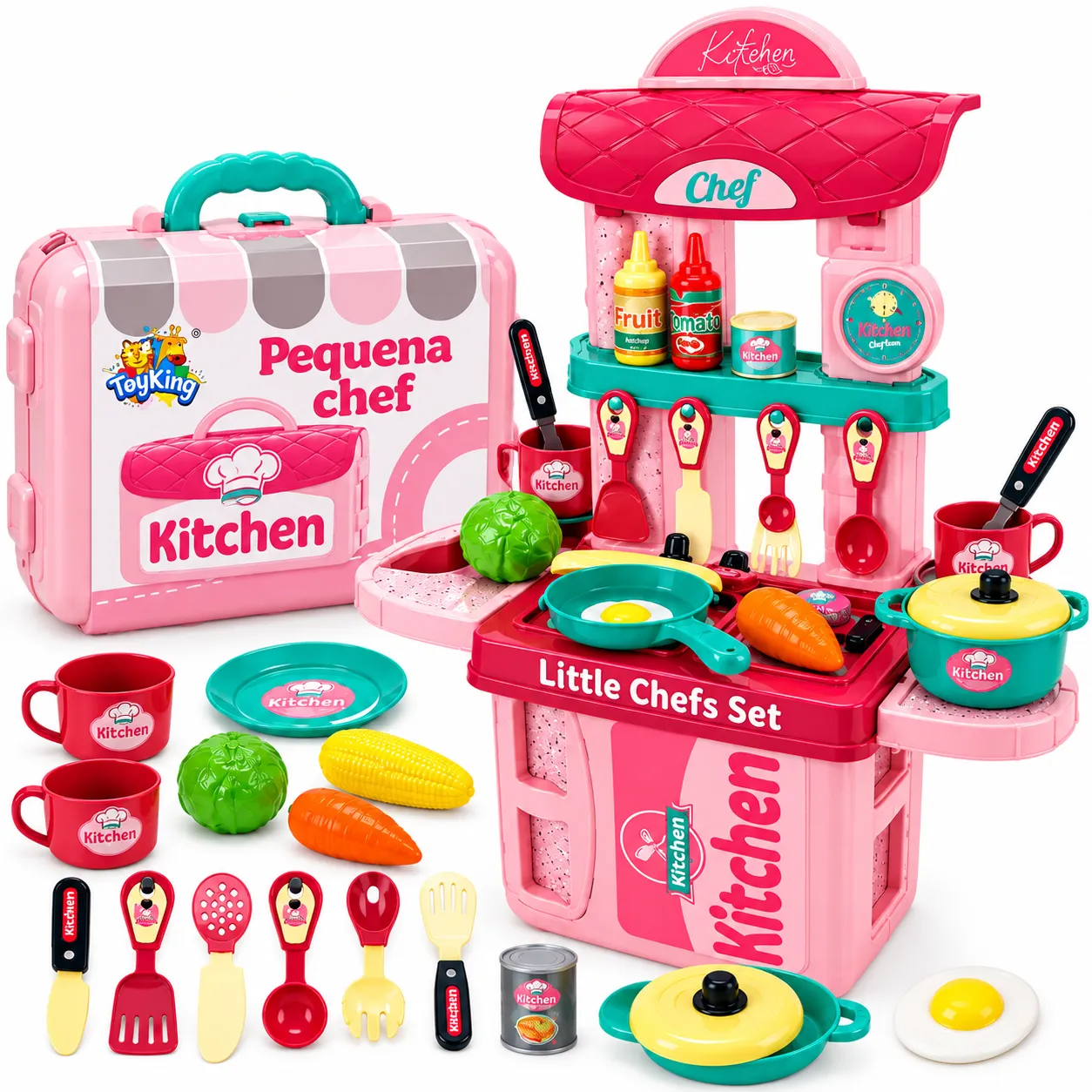 Cozinha Infantil Pequena Chef 3 em 1 com Maleta Toy King TK-AB8679