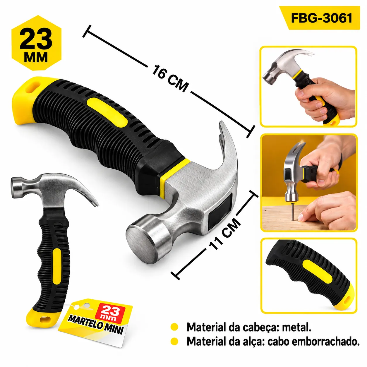 Martelo 23MM Cabo Emborrachado FBG 6061 - 2