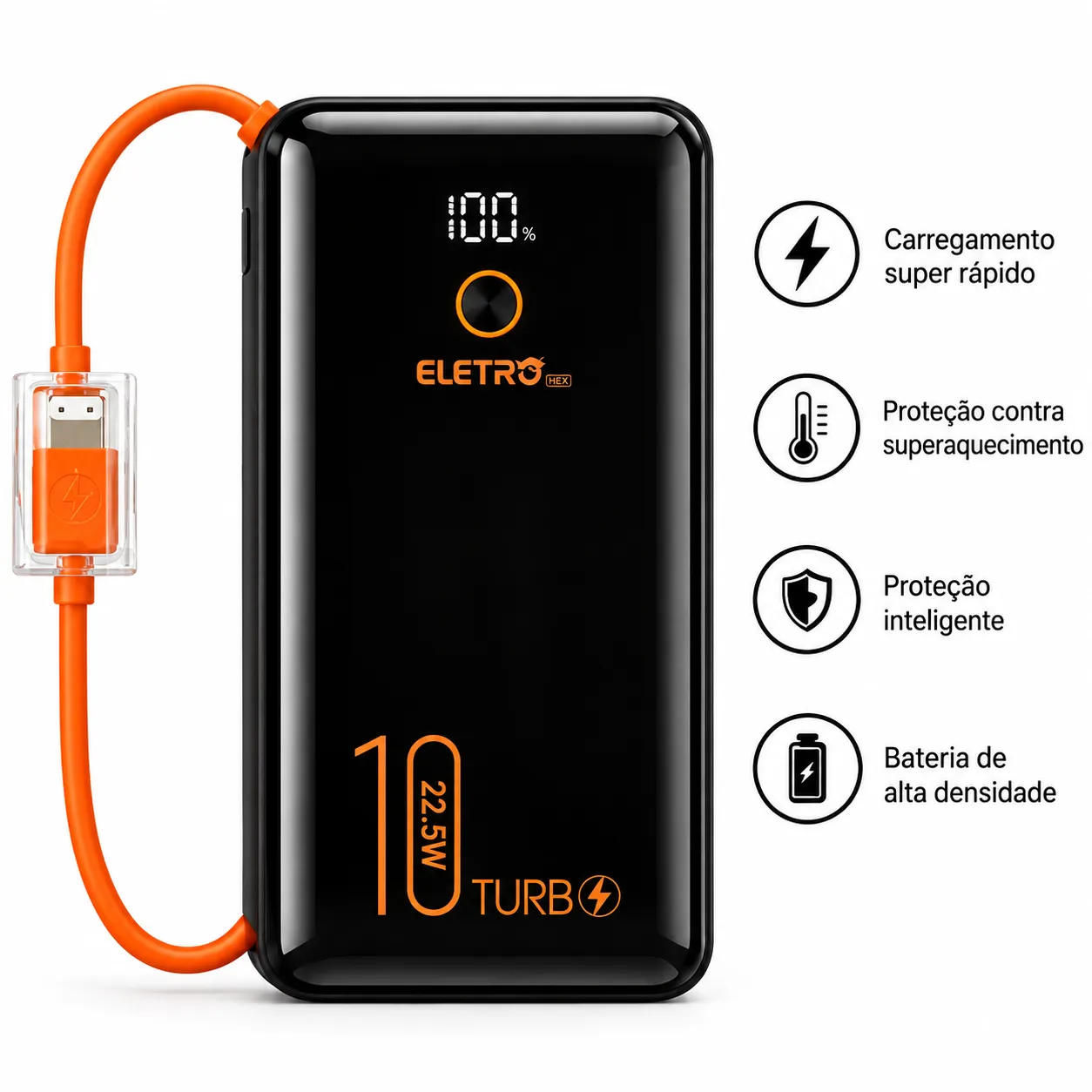 Carga Extra 10.000mAh 22.5W Eletromex EL-2998 - 2