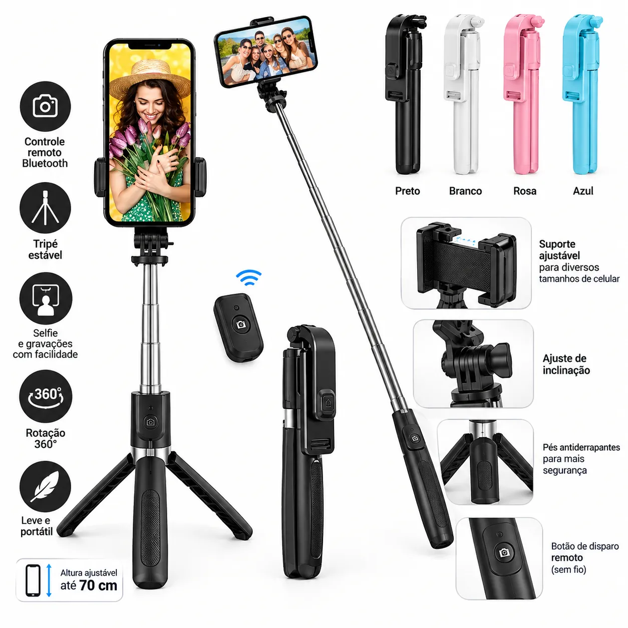 Bastão De Selfie Com Controle Remoto Altomex ZB011 - 3