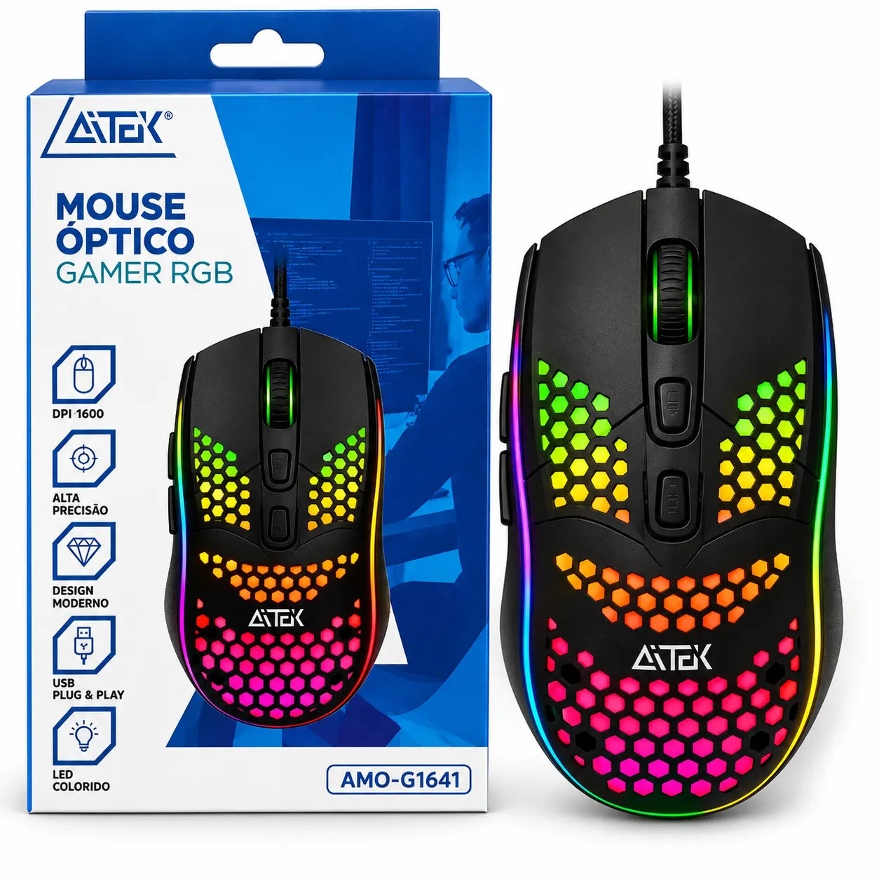 Mouse Óptico Gamer RGB Aitek AMO-G1641