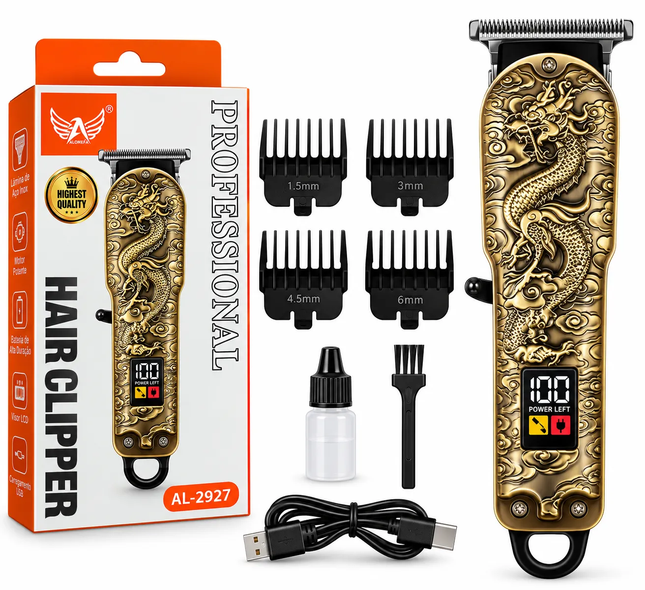 Máquina de Cortar Cabelo Profissional Com Painel Altomex AL-2927
