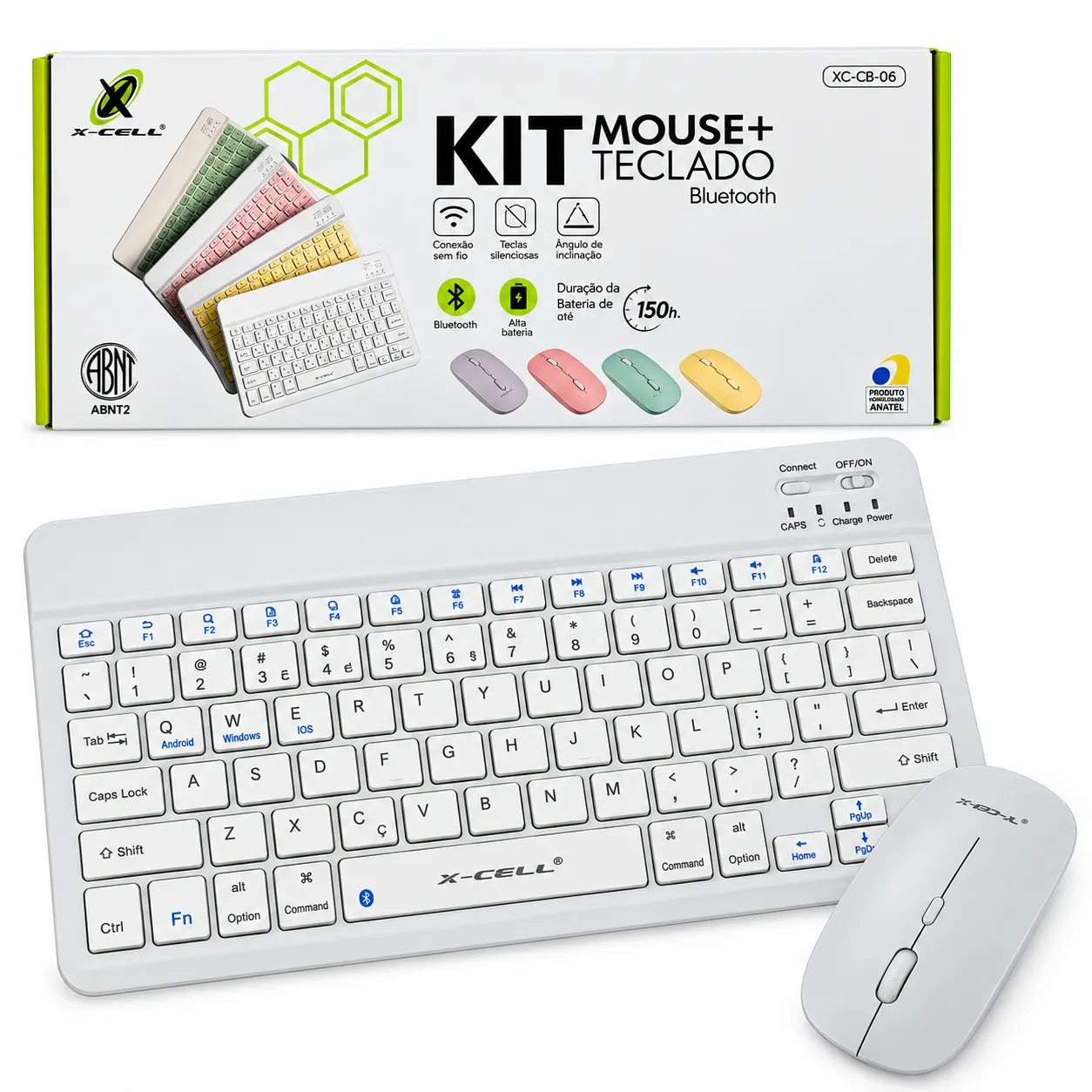 Kit Teclado Slim e Mouse Bluetooth X-Cell XC-CB-06