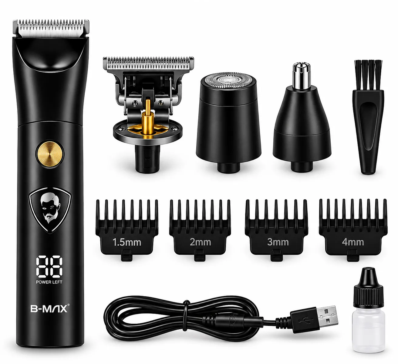 Máquina De Cortar Cabelo e Acabamento 5 Em 1 Recarregável B-Max BM-C057 - 2