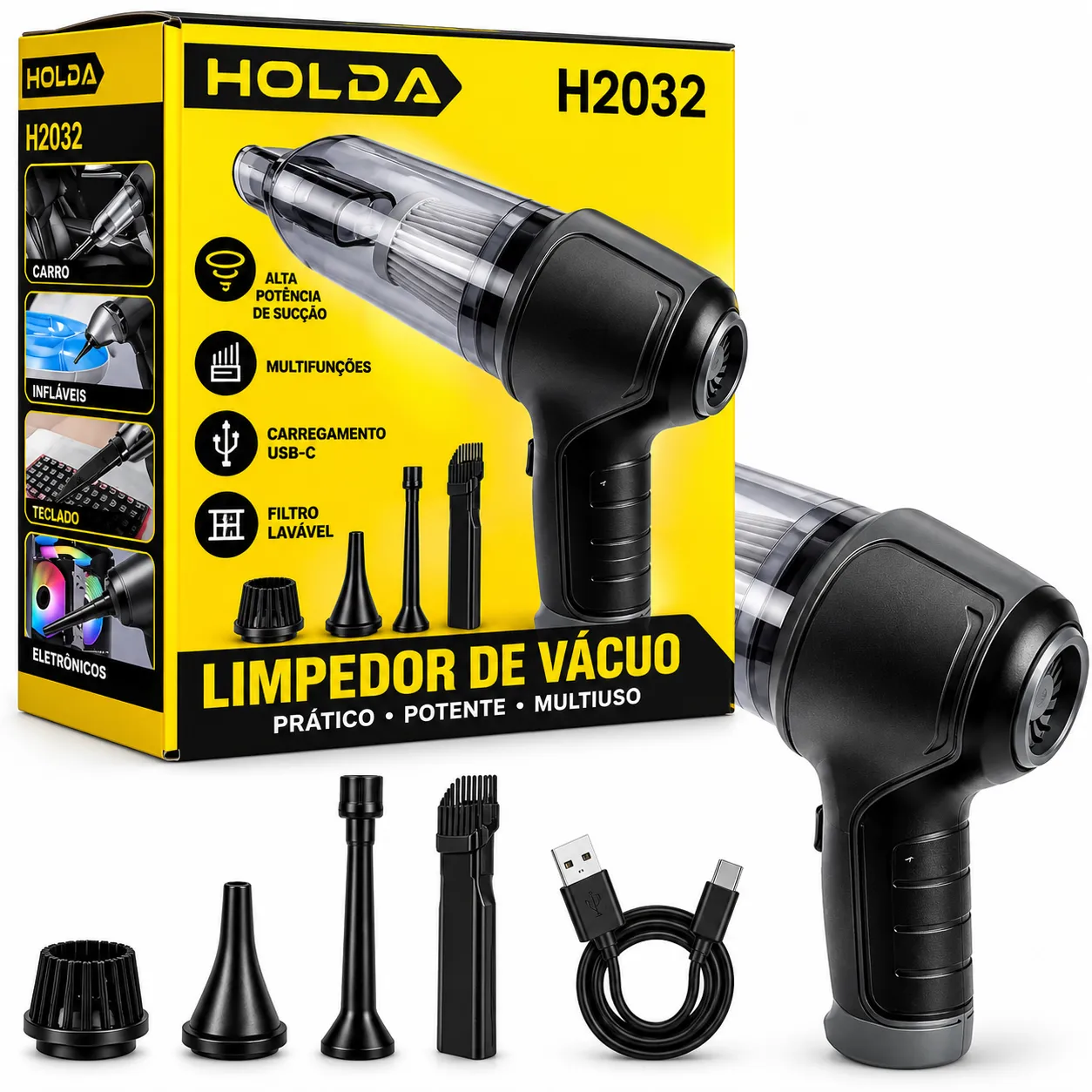 Aspirador de Pó Portátil Sem Fio Holda H2032
