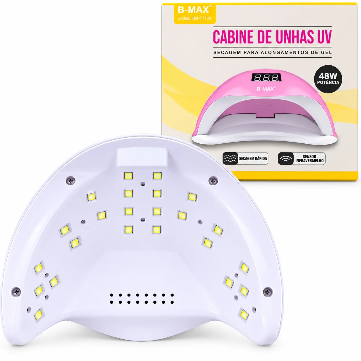 Cabine De Unhas LED UV Para Secar Gel 48W B-Max BM-F1183 - 2