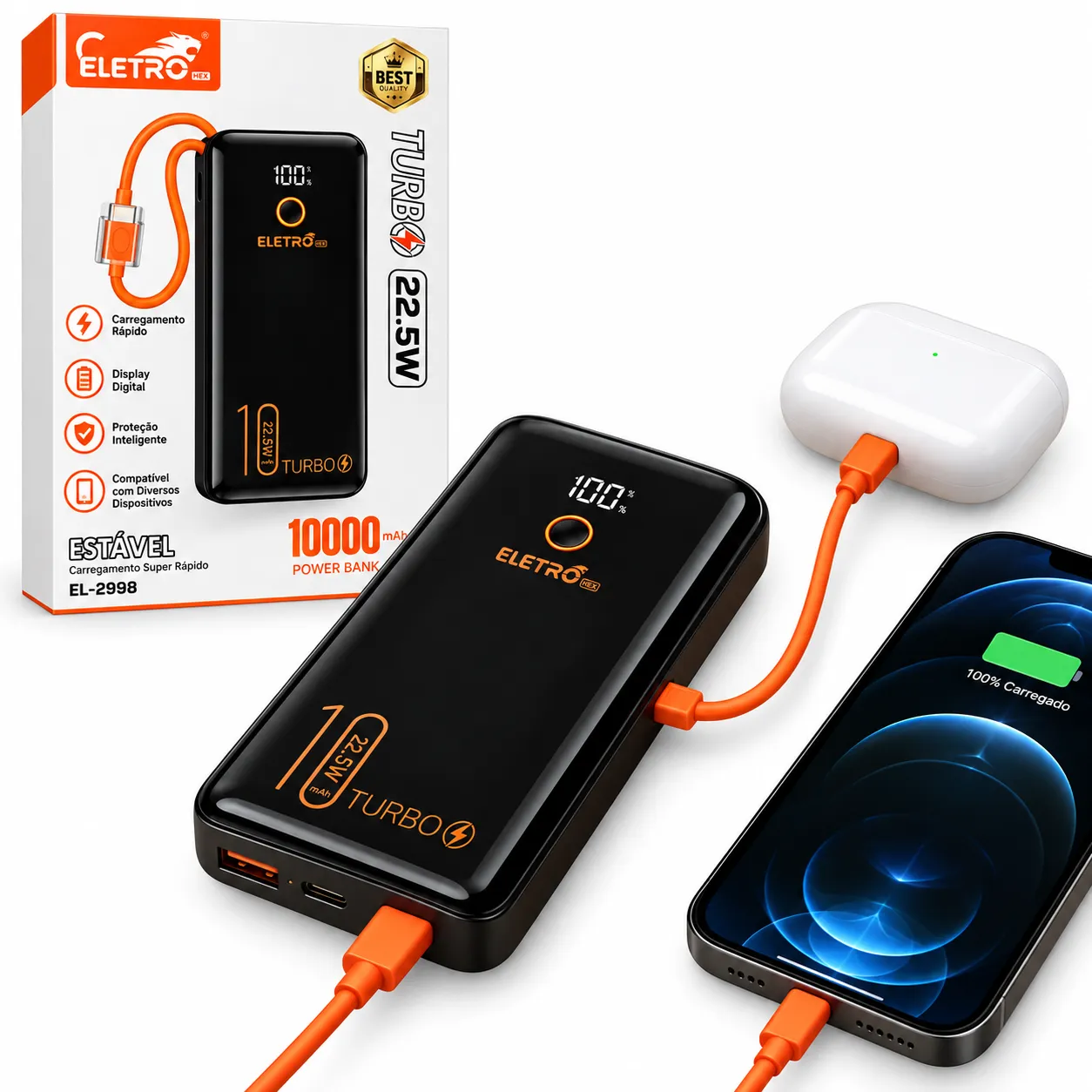Carga Extra 10.000mAh 22.5W Eletromex EL-2998