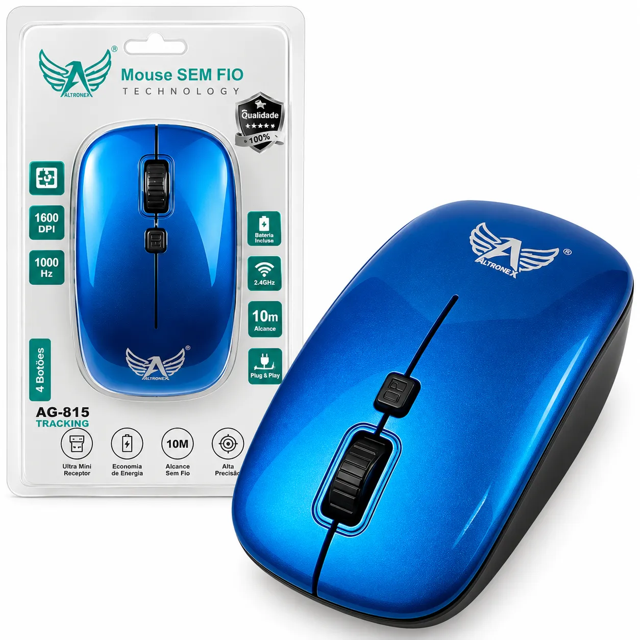 Mouse Sem Fio DPI Ajustável Altomex AG-815
