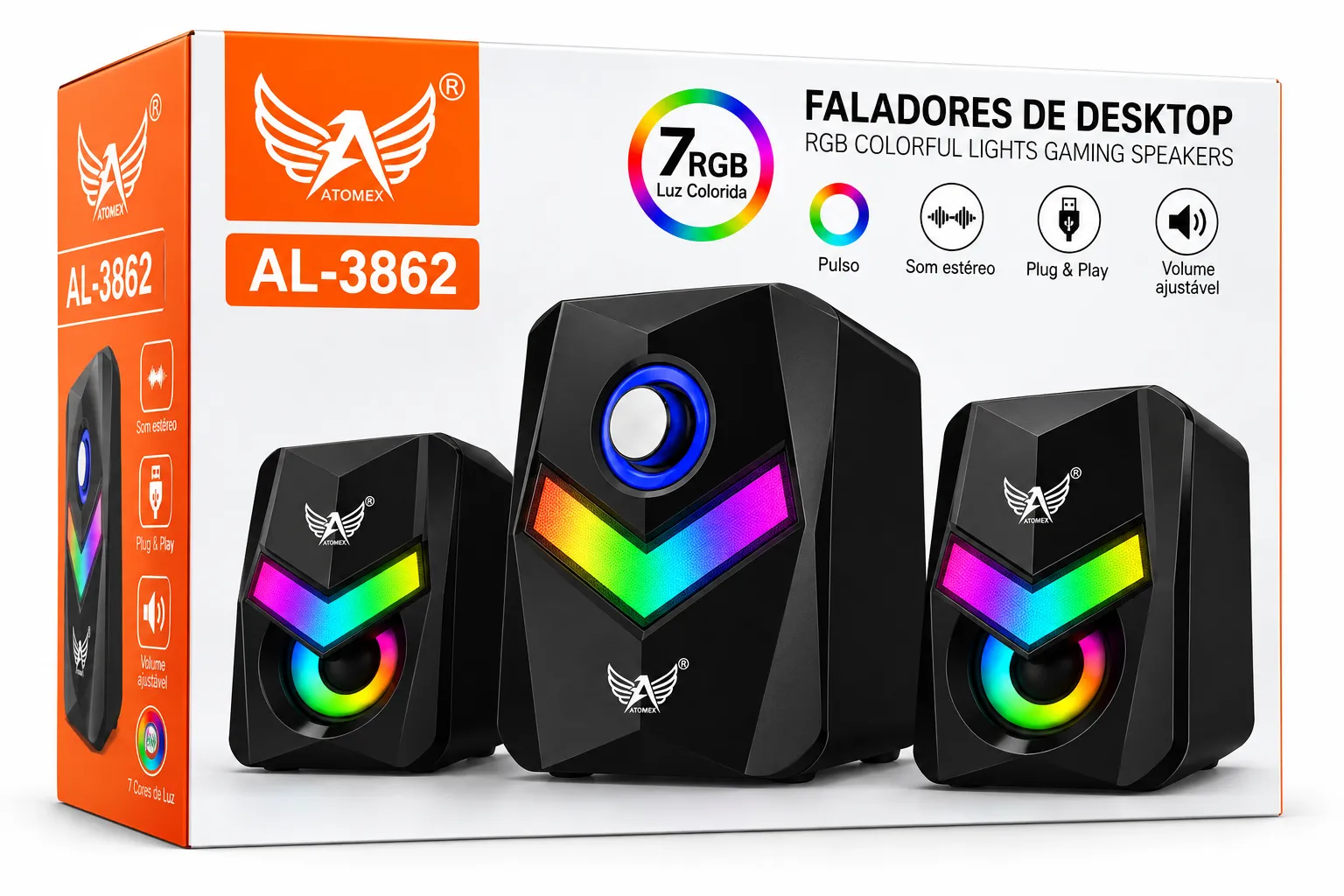 Caixa de Som RGB Bluetooth Multimidia Altomex AL-3862