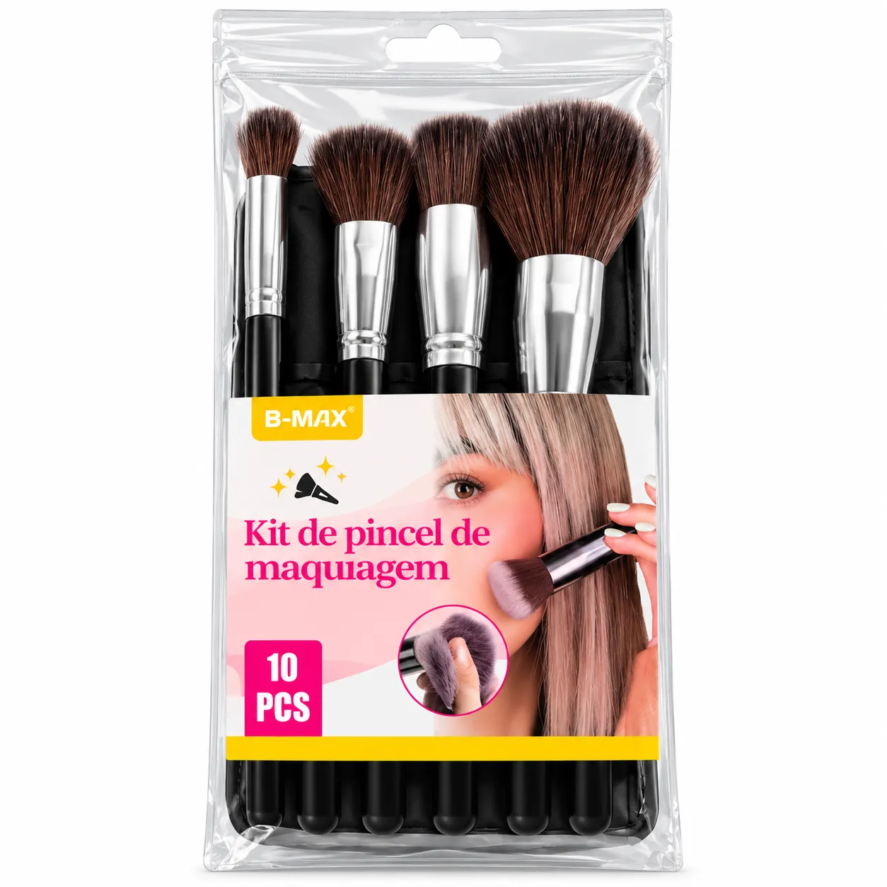 Kit Pincel de Maquiagem 10 Peças B-Max BM-F1382 - 2