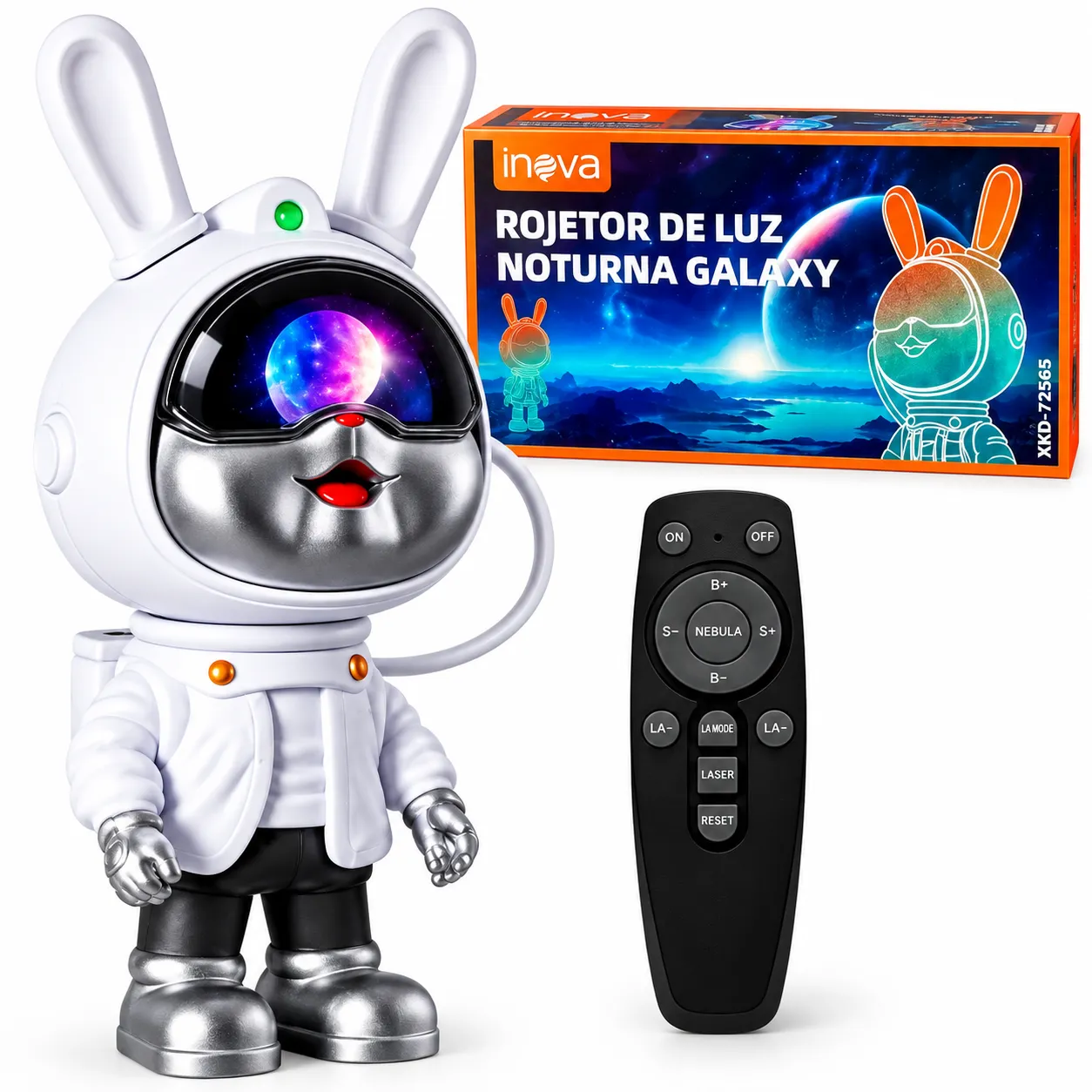 Coelhinho Astronauta Projetor de Galáxias Inova XKD-12565
