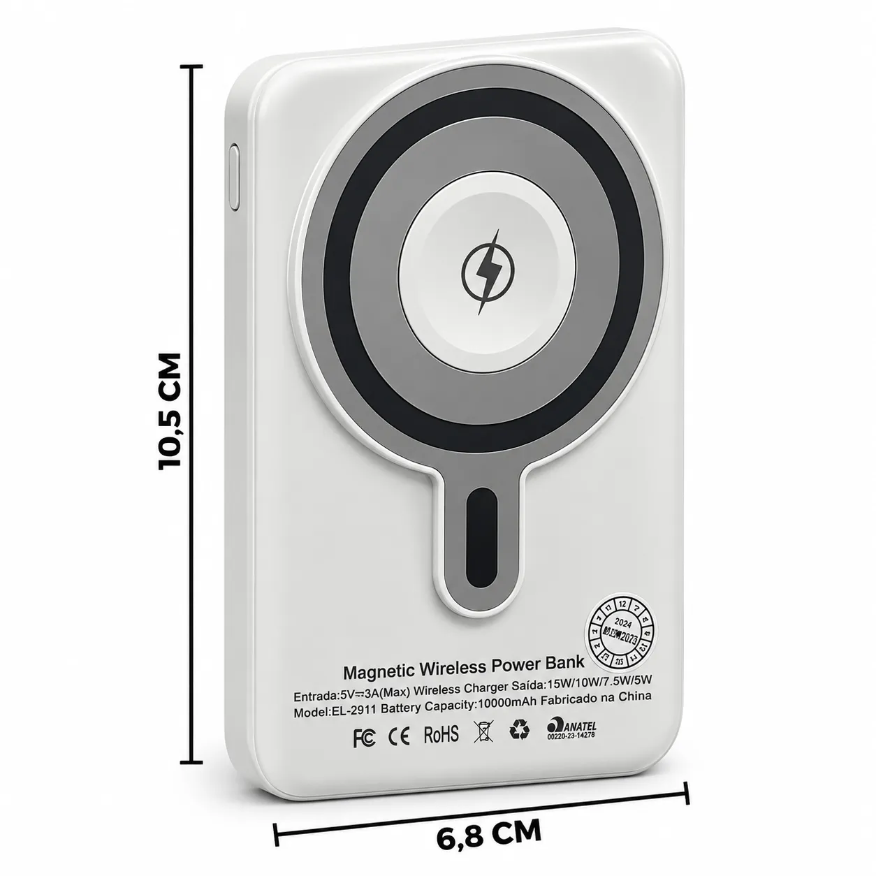 Carga Extra 10.000mAh Magnético Eletromex EL-2911 - 2