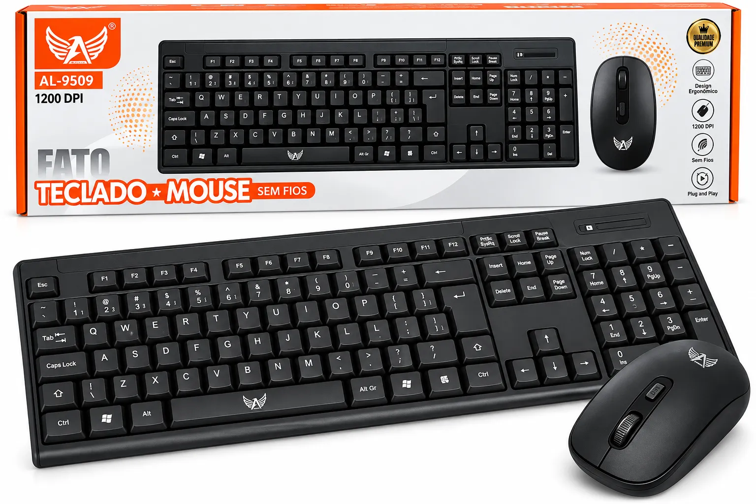 Kit Teclado e Mouse Sem Fio Altomex AL-9509