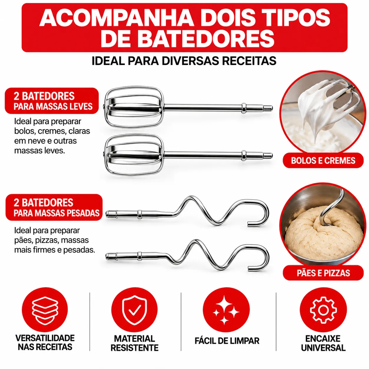 Batedeira Bak 5 Velocidades Dois Batedores 300w 127v Bak BK-BTDL-127 - 2