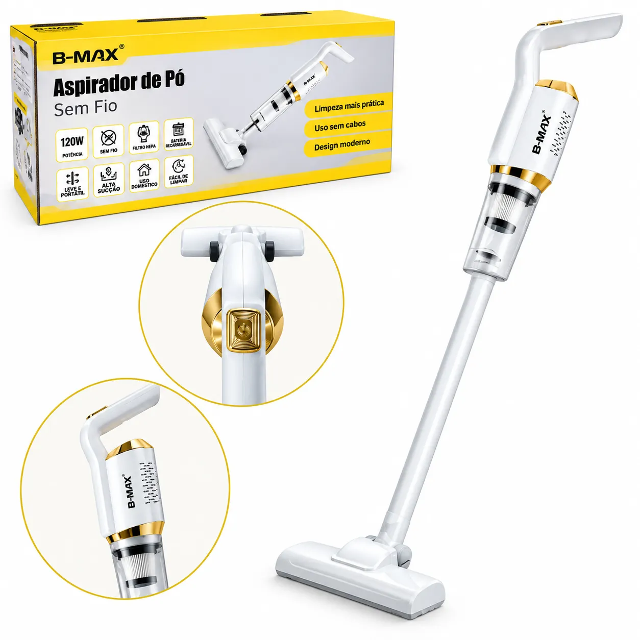 Aspirador de Pó Portátil Sem Fio B-Max BM-F1061