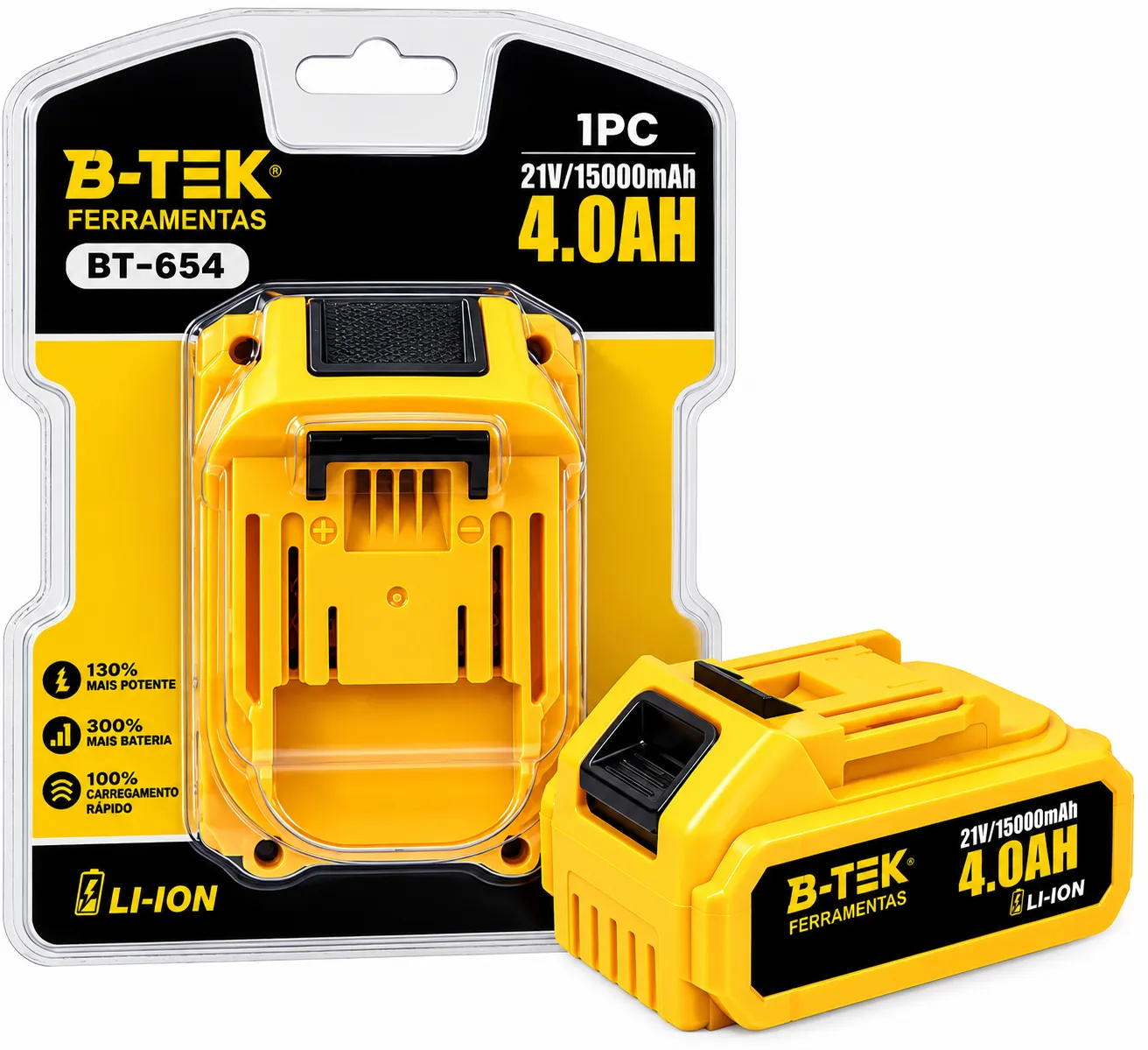 Bateria Recarregável Ferramentas Elétricas 21V 1500mah B-Tek BT-654
