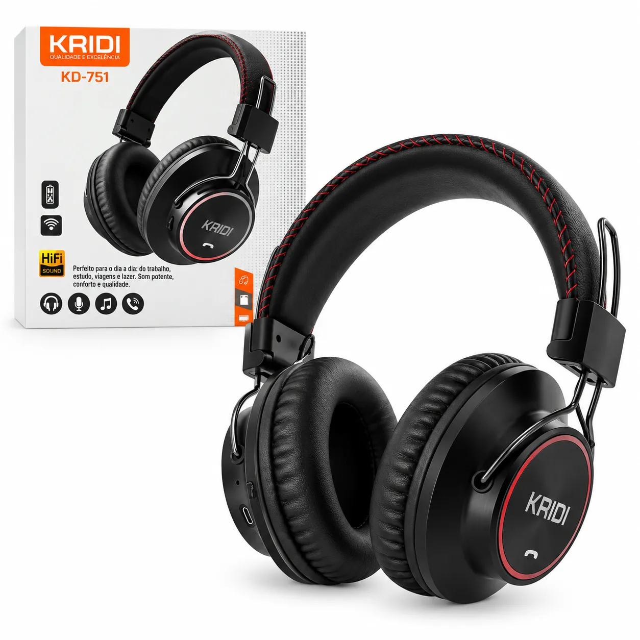 Fone De Ouvido Sem Fio Bluetooth Kaidi KD-751