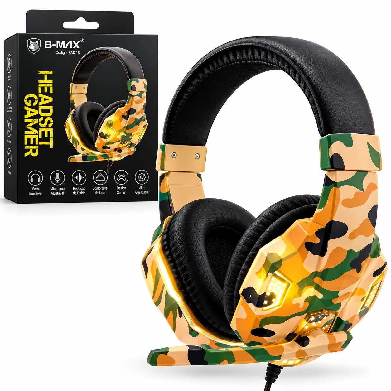 Headset Gamer Com LED Alta Definição B-Max BM218