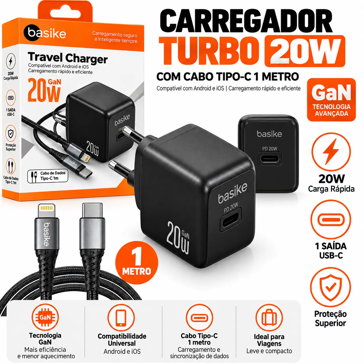 Carregador 30W GaN com Cabo Iphone Basike Ba-CAR048CL - 2