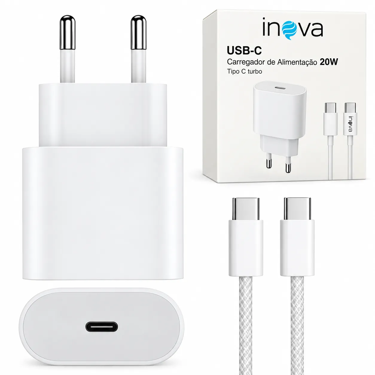 Carregador 20W Com Cabo Type C+PD Inova CAR-0094C